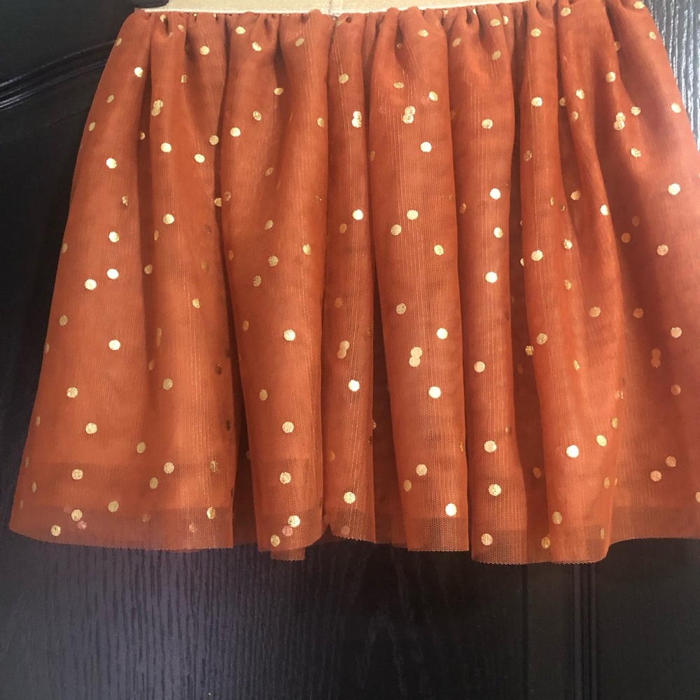 H&M Rust Orange Tulle Skirt with Gold Polka Dots